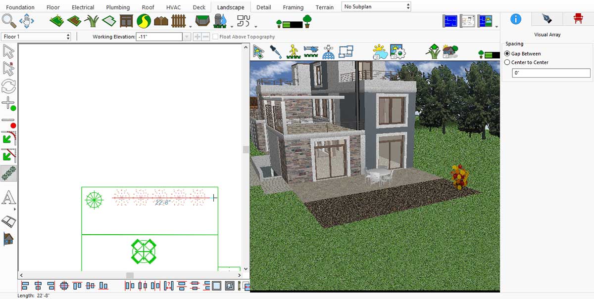 Visual Array tool used for row planting