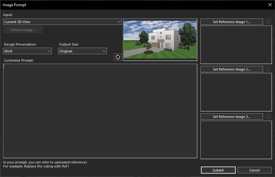 Using the current 3D View for AI transformation