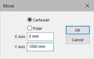 Moving a guide line by 1000 mm on the Y axis