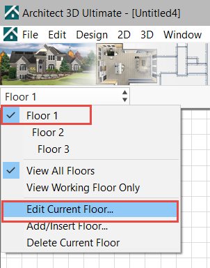 The floor menu with Edit Current Floor