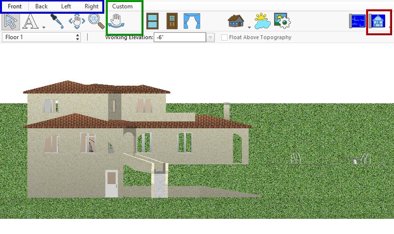 Elevation View with the predefined views and the rotate tool