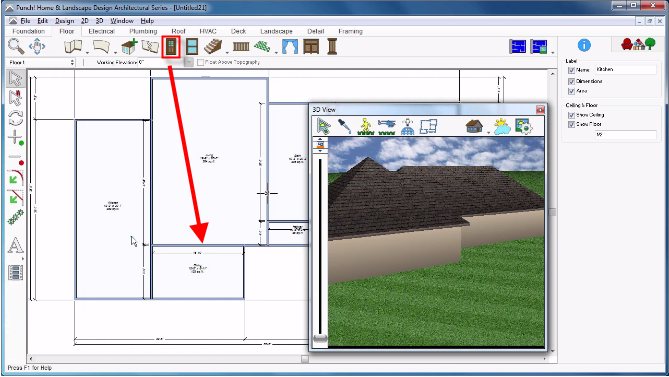 Placing an opening on a wall in the 2D plan