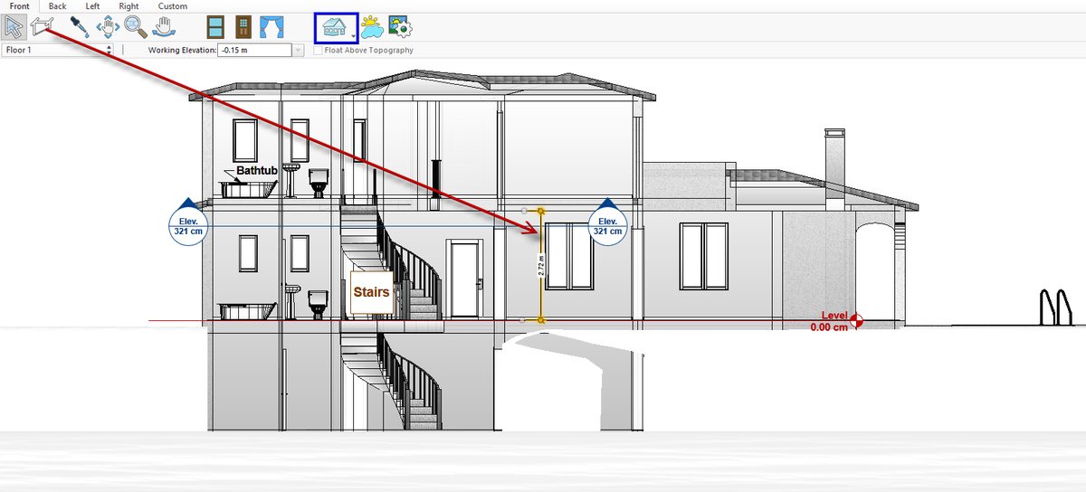 The section shown in the ClearView rendering style